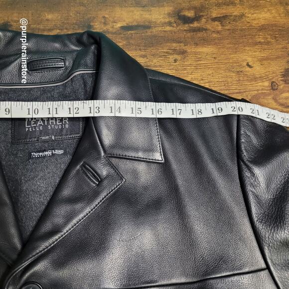 Vtg Wilsons Pelle Studio Pebbled Leather Trench Coat XL Thinsulate Lining Preppy - Picture 7 of 13
